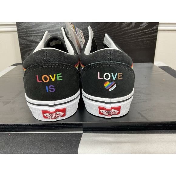 (NEW) Vans Pride Collection Love is Love Shoes Men’s Size 9 Black Rainbow - Picture 3 of 11
